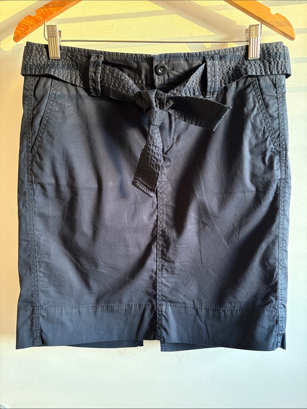 GAP Navy Tie-Waist Cotton Preppy Office Skirt SZ 6